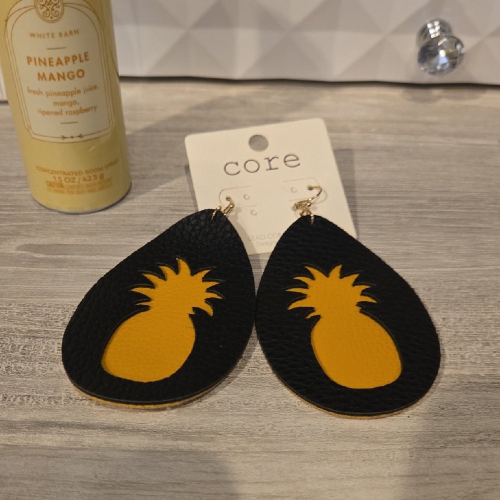 Black and Yellow Pineapple Earrings